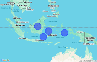 Target locations, Indonesia - Countrywide, Maluku Islands, Sulawesi, Kalimantan