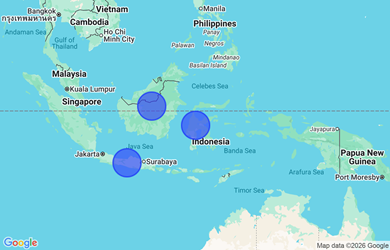Target locations, Indonesia - Java, Kalimantan, Sulawesi