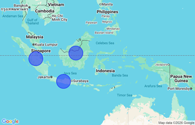 Target locations, Indonesia - Kalimantan, Java, Sumatra