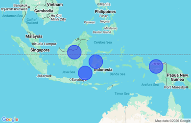 Target locations, Indonesia - Kalimantan, Sulawesi, Western New Guinea, Countrywide