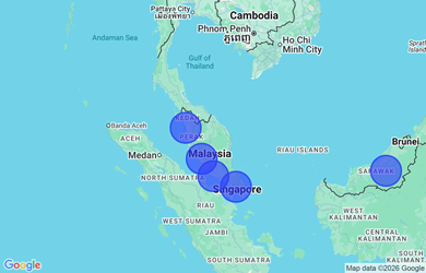 Target locations, Sarawak, Selangor, Melaka, Johor, Penang