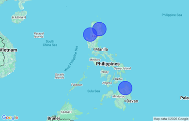 Target locations, Philippines - Caraga, Ilocos Region, Cagayan Valley
