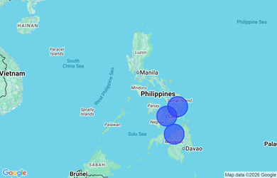 Target locations, Philippines - Central Visayas, Eastern Visayas, Northern Mindanao